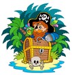 Small island and pirate with hook