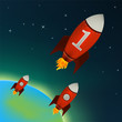 Red Rockets flying in outer space Red Rockets flying in outer space