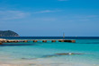 Stone pier and Mediterranean Sea on Majorca island in Spain Stone pier and Mediterranean Sea on Majorca island in Spain