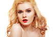 Beautiful woman with blond hair and luxury make-up