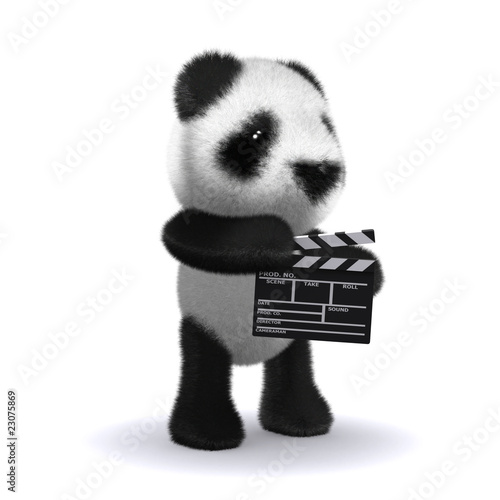 Illustration: 3d Panda works in the movies 3d Panda works in the movies