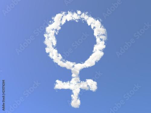 Illustration: Female symbol from clouds Female symbol from clouds