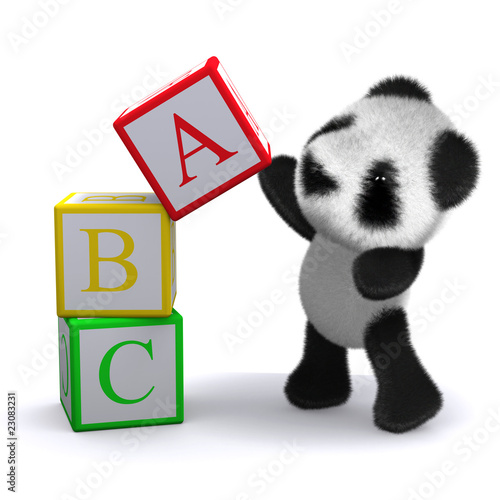 Illustration: 3d Teddy plays with the alphabet 3d Teddy plays with the alphabet