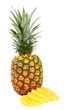 Fresh pineapple (Ananas comosus) on white