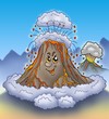 Erupting cartoon volcano