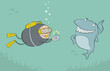 Diver and shark
