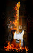 electric guitar in flames