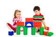 Children build a palace from blocks