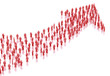 Active business people. Arrow of people concept. 3D render.