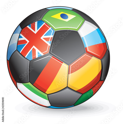 world flags vector. Soccer ball with world flags-