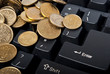 coins on keyboard