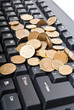 coins on keyboard