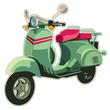 Retro scooter isolated on white.