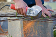 Sparks with metal grinder Sparks with metal grinder