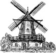 vector - old wind mil isolated on background