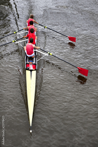 Photo: Coxed four from above Coxed four from above