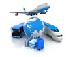 traffic resources with a globe and suitcases traffic resources with a globe and suitcases
