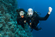 couple scuba diving