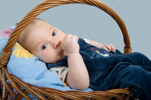 Photo: Baby im Körbchen Baby im Körbchen