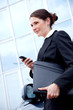 Young business lady outside