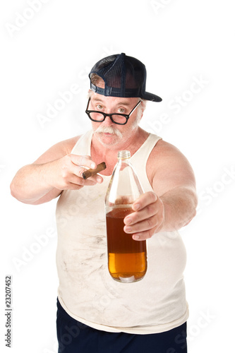 Photo: Fat Man with Cigar and Beer Fat Man with Cigar and Beer