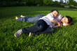 mother and son sleeping outdoor mother and son sleeping outdoor