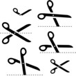 Vector scissors with cut lines