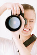 Girl with mirror camera Girl with mirror camera