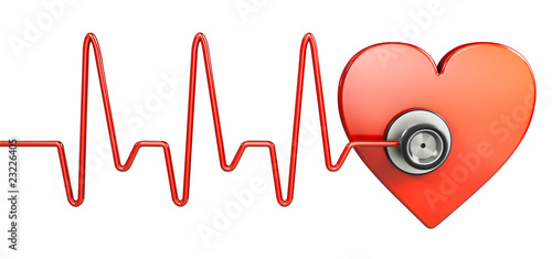 Illustration: Stethoscope and red heart (3d illustration) Stethoscope and red heart (3d illustration)