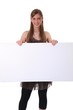 Frau mit Werbeschild Frau mit Werbeschild