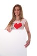 Frau mit Werbeschild Frau mit Werbeschild