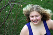 average girl with blowing hair