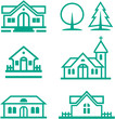 Architecture - houses, church, trees illustration – Real estate Architecture - houses, church, trees illustration – Real estate