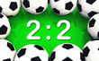Fussball Spielergebnis 2 zu 2 - Unentschieden