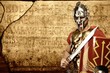 Photo: Legionary soldier in front of abstract wall Legionary soldier in front of abstract wall