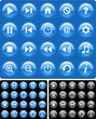 Blue media buttons