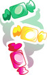 Illustration of different colour sweets
