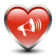 Heart Shape Megaphone Sign Icon