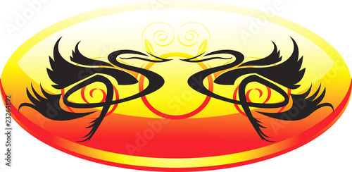 Illustration: Floral and bird designs in yellow background Floral and bird designs in yellow background