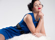 Beautiful glamour woman on white fur Beautiful glamour woman on white fur