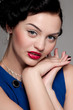 Closeup beautiful emotional glamour woman with red lips. Vogue Closeup beautiful emotional glamour woman with red lips. Vogue