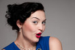 Closeup beautiful emotional glamour woman with red lips. Vogue Closeup beautiful emotional glamour woman with red lips. Vogue