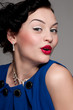 Closeup beautiful emotional glamour woman with red lips. Vogue Closeup beautiful emotional glamour woman with red lips. Vogue