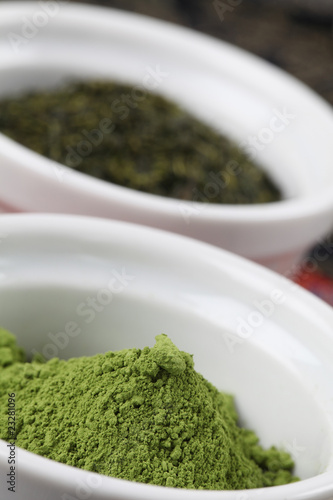 Photo: Tea collection - focus on matcha green tea powder Tea collection - focus on matcha green tea powder