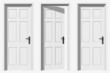 High resolution conceptual 3d doors in a row with one opened High resolution conceptual 3d doors in a row with one opened