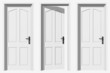 High resolution conceptual 3d doors in a row with one opened High resolution conceptual 3d doors in a row with one opened