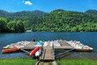 Pédalo au lac de Kruth-Wildenstein (Alsace , France).