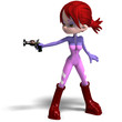 young and cute cartoon astronaut with red hair. 3D rendering wit young and cute cartoon astronaut with red hair. 3D rendering wit