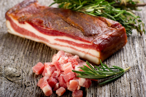 Photo: slice bacon - pancetta affettata slice bacon - pancetta affettata