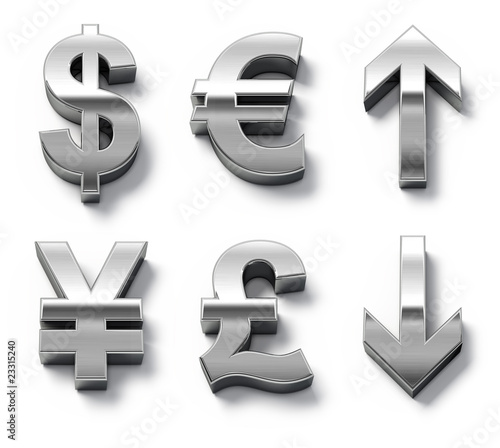 currency symbols of different countries. Metal currency symbols and